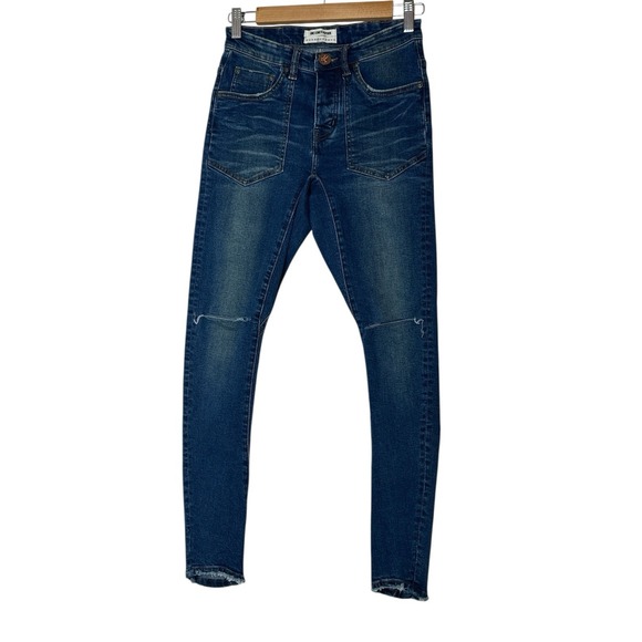 One Teaspoon  Desperados Jeans Womens Size 26 Blue Stretch Button Fly Skinny New - Picture 1 of 11